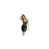 Robe noir Chicago en vinyle et tulle, effet bustier, bretelles réglables 